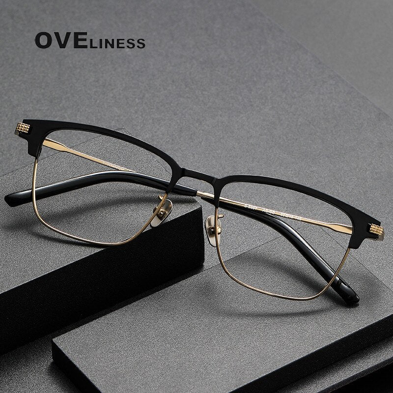 Oveliness Unisex Full Rim Square Acetate Titanium Eyeglasses 936 Full Rim Oveliness   