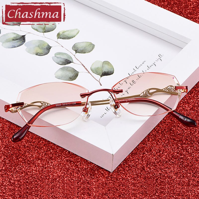 Chashma Women's Rimless Diamond Cut Titanium Oval Frame Eyeglasses 5023 Rimless Chashma   