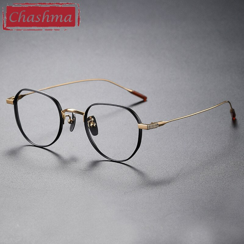 Chashma Ottica Unisex Full Rim Polygon Square Titanium Eyeglasses 80803 Full Rim Chashma Ottica   