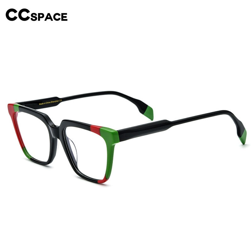 CCspace Unisex Full Rim Square Acetate Eyeglasses 53341 Full Rim CCspace   