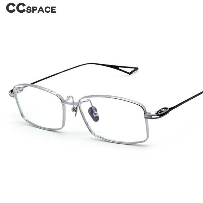 CCSpace Men's Full Rim Rectangle Titanium Eyeglasses 55228 Full Rim CCspace   