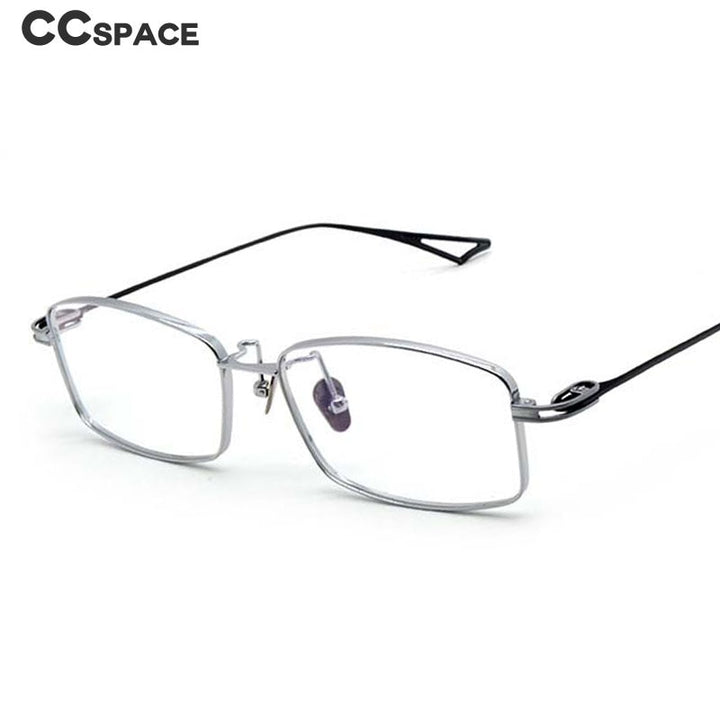 CCspace Men's Full Rim Rectangle Titanium Eyeglasses 55228 Full Rim CCspace   