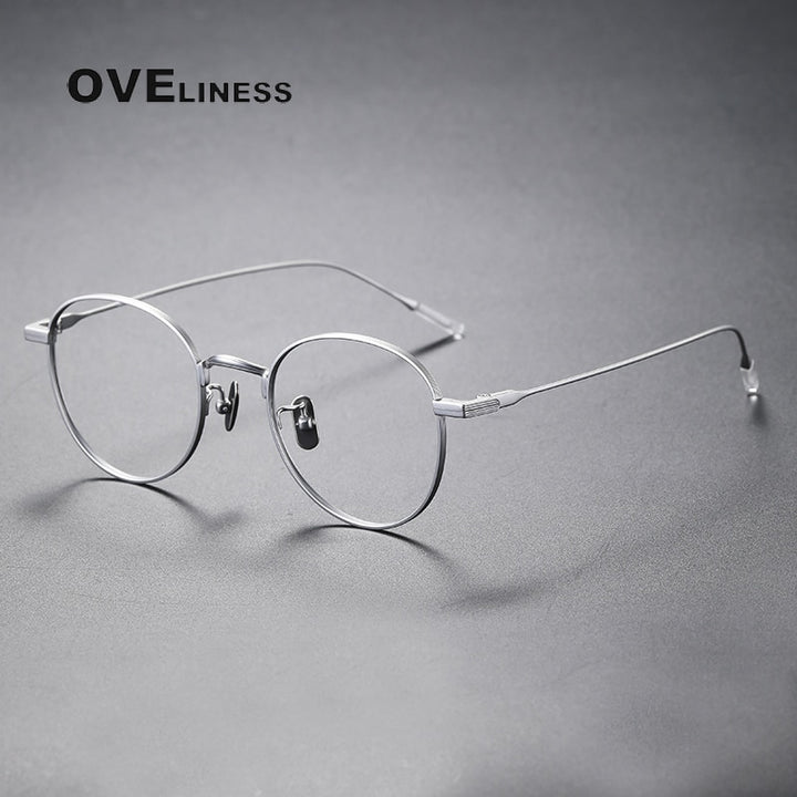 Oveliness Unisex Full Rim Round Titanium Eyeglasses 80804 Full Rim Oveliness silver  