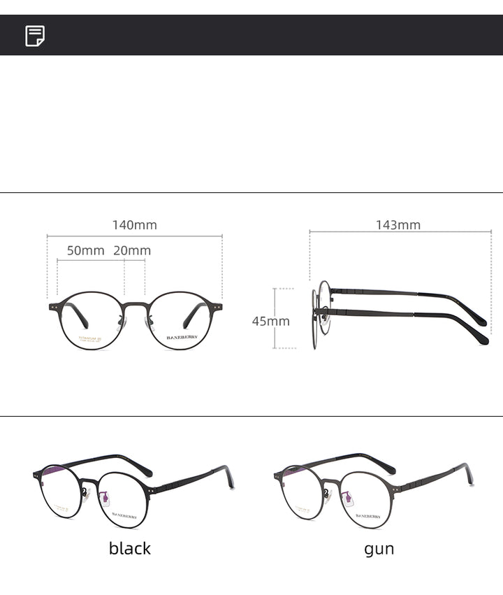 Reven Jate Unisex Full Rim Round Titanium Frame Eyeglasses 71080 Full Rim Reven Jate   