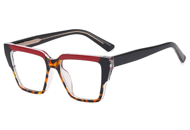 CCspace Women's Full Rim Tr 90 Titanium Eyeglasses 55295 Full Rim CCspace C5RedLeopard China 