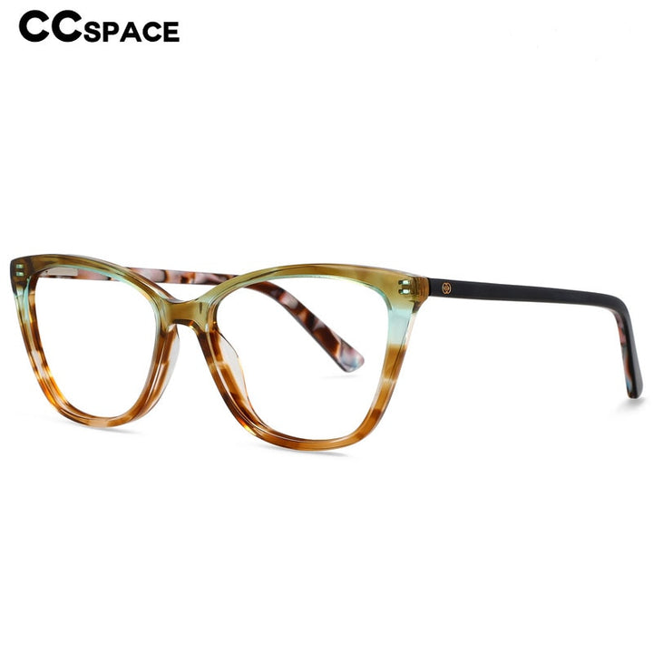 CCspace Unisex Full Rim Square Cat Eye Acetate Eyeglasses 55569 Full Rim CCspace   