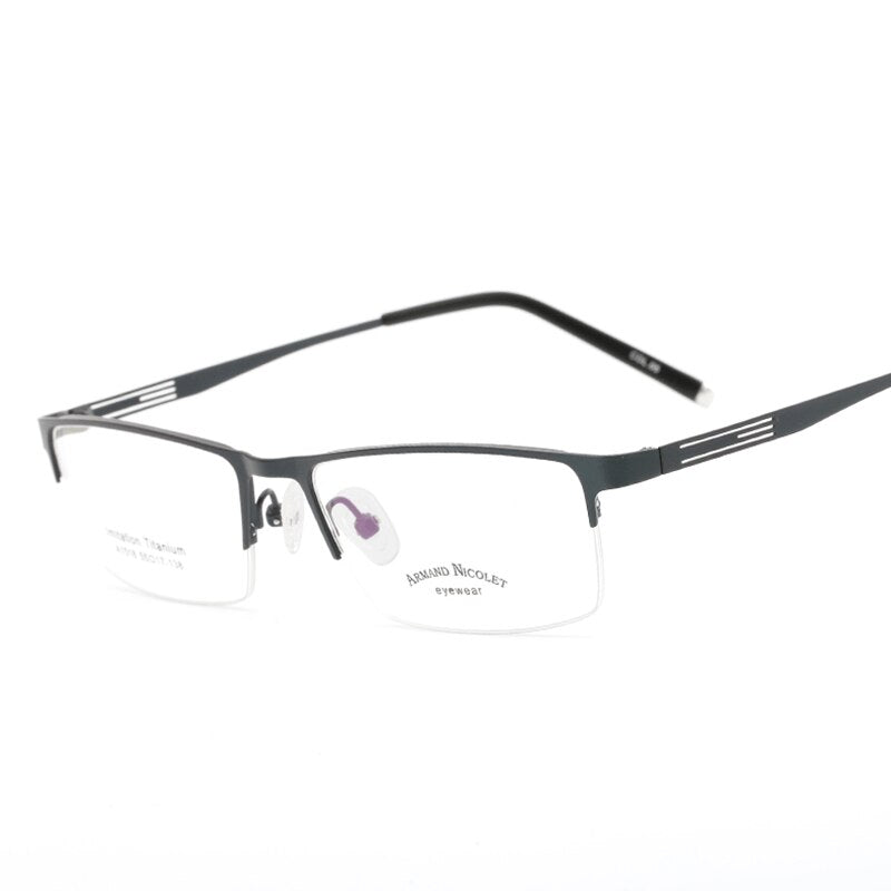 Handoer Unisex Semi Rim Rectangle Titanium Eyeglasses A1518 Semi Rim Handoer Blue  