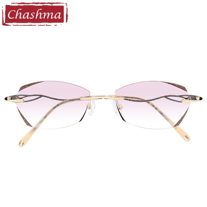 Chashma Women's Rimless Square Diamond Cut Titanium Frame Eyeglasses 10053 Rimless Chashma   