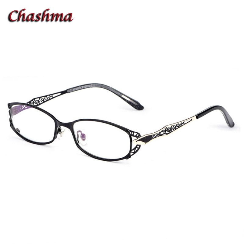 Chashma Ochki Women's Full Rim Oval Rectangle Stainless Steel Eyeglasses 8982 Full Rim Chashma Ochki Black  