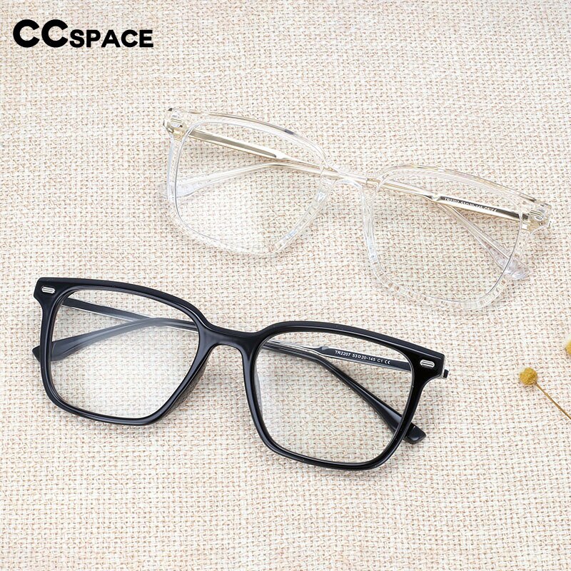 CCSpace Unisex Full Rim Square Tr 90 Titanium Frame Eyeglasses 54254 Full Rim CCspace   