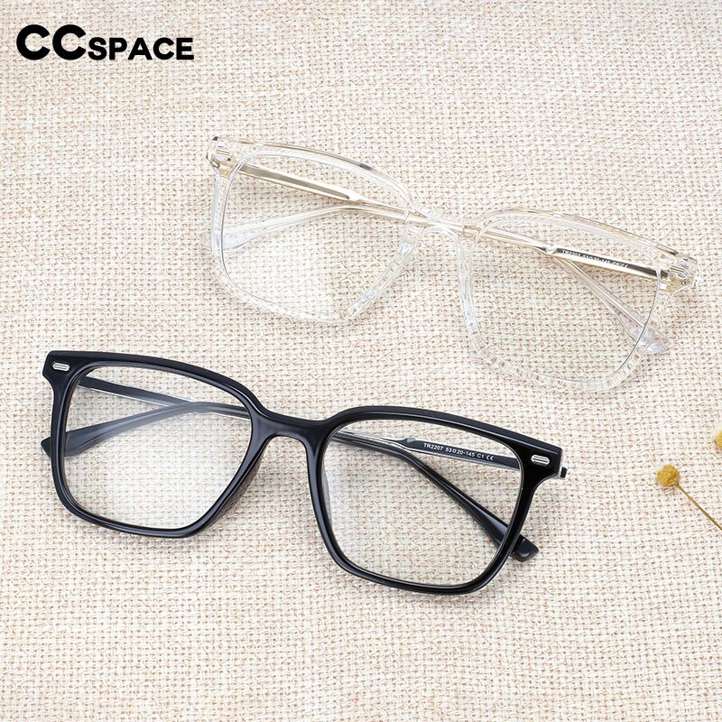 CCspace Unisex Full Rim Square Tr 90 Titanium Frame Eyeglasses 54254 Full Rim CCspace   