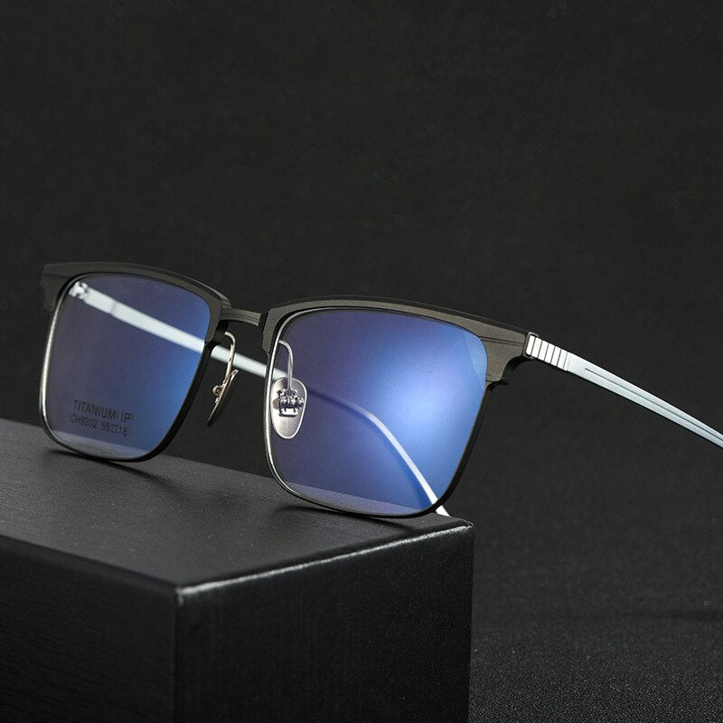 Handoer Men's Full Rim Square Titanium Eyeglasses 9202 – FuzWeb