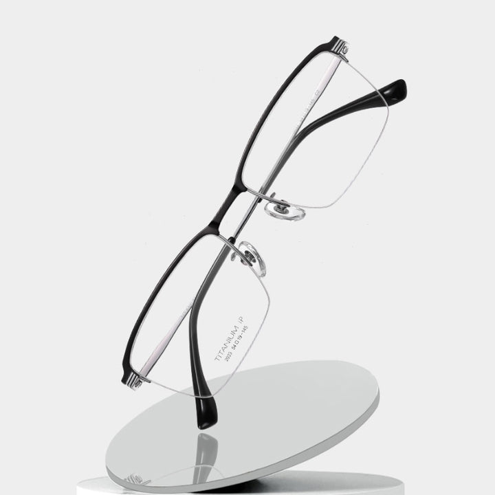 Hotochki Men's Semi Rim Square Titanium Eyeglasses Yj2033 Semi Rim Hotochki   