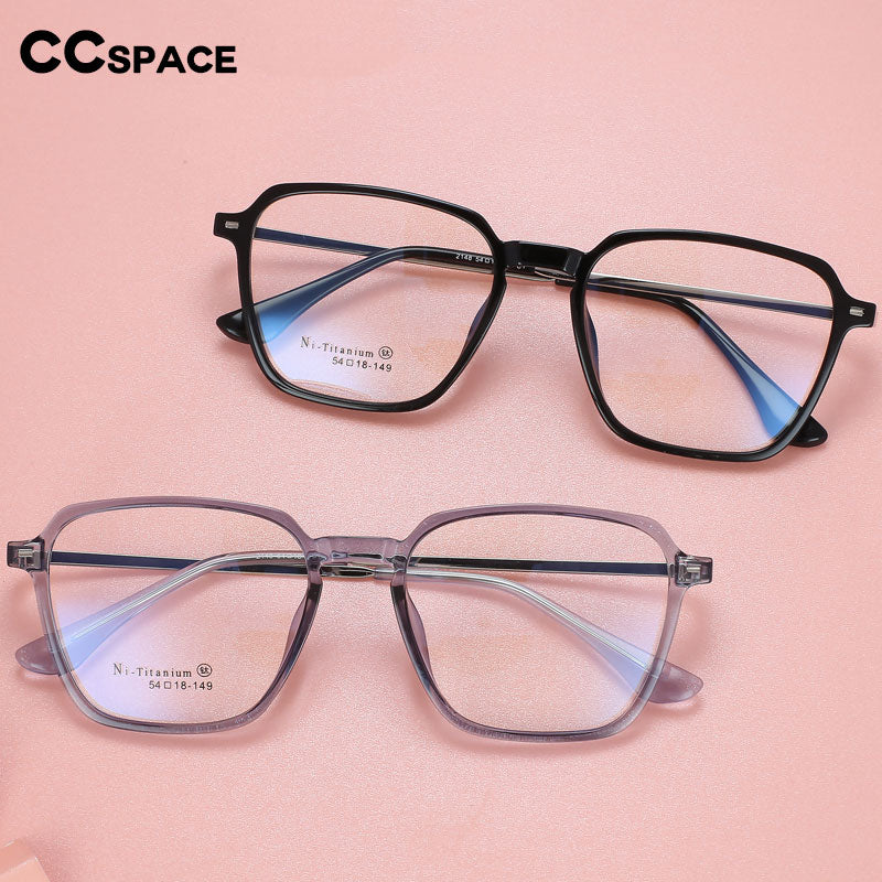 CCSpace Unisex Full Rim Irregular Square Tr 90 Titanium Eyeglasses 55981 Full Rim CCspace   