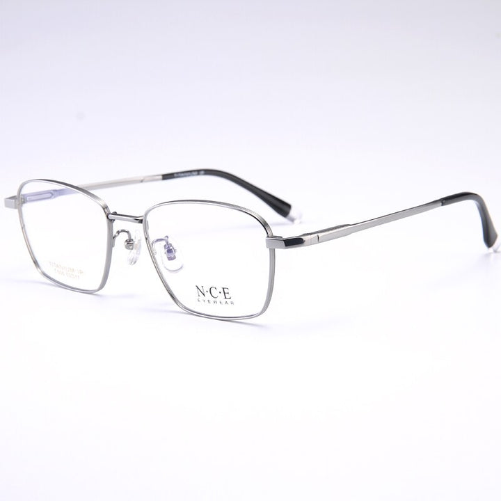 Zirosat Men's Full Rim Irregular Square Titanium Eyeglasses T006 Full Rim Zirosat silver  