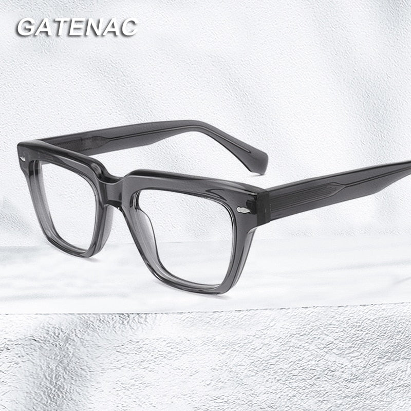 Gatenac Unisex Full Rim Square Acetate Frame Eyeglasses Gxyj773 Full Rim Gatenac   