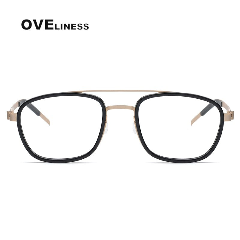 Oveliness Unisex Full Rim Square Double Bridge Titanium Eyeglasses 9708 Full Rim Oveliness   
