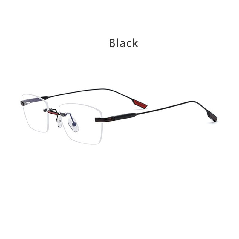 Hdcrafter Unisex Rimless Polygon Square Titanium Eyeglasses 10093 Rimless Hdcrafter Eyeglasses Black  