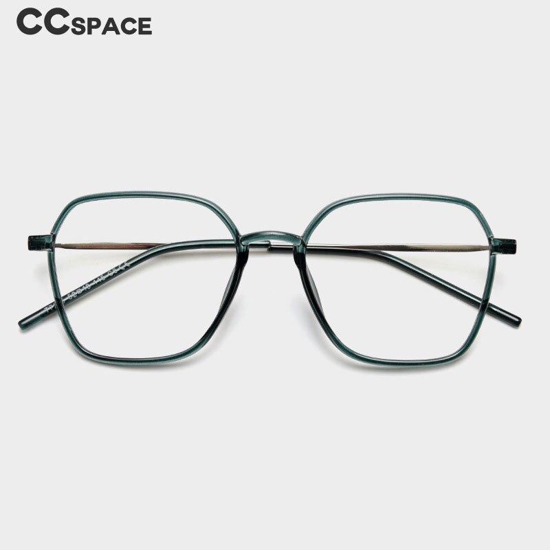 CCspace Unisex Full Rim Polygon Tr 90 Titanium Eyeglasses 54546 Full Rim CCspace   