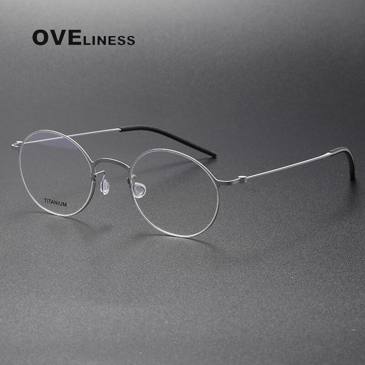 Oveliness Unisex Full Rim Round Titanium Eyeglasses 5044 Full Rim Oveliness silver  