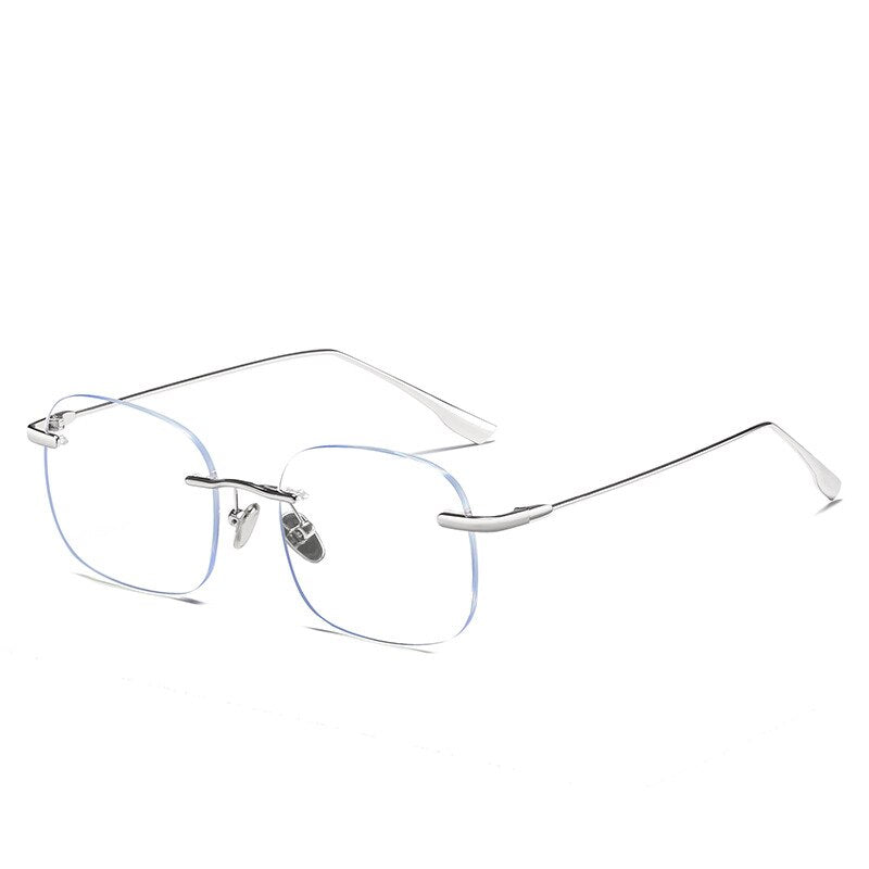 Handoer Unisex Rimless Customized Lens Shape Titanium Eyeglasses 99219 Rimless Handoer Silver  
