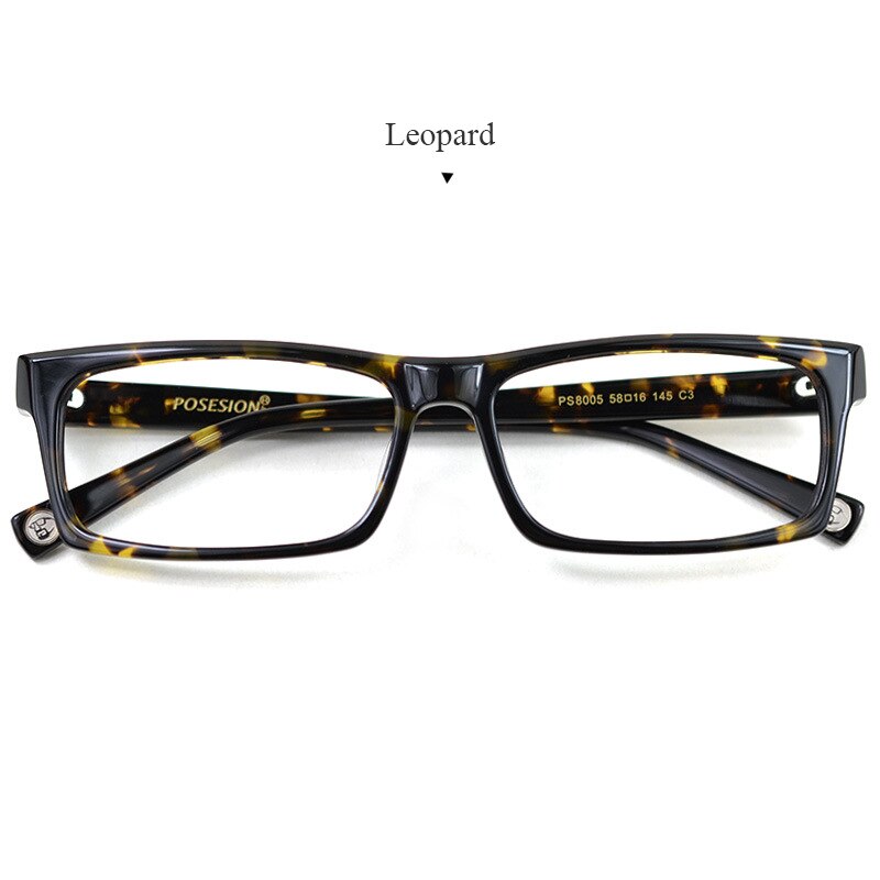 Hdcrafter Men's Full Rim Rectangle Acetate Frame Eyeglasses Ps8005 Full Rim Hdcrafter Eyeglasses Leopard  