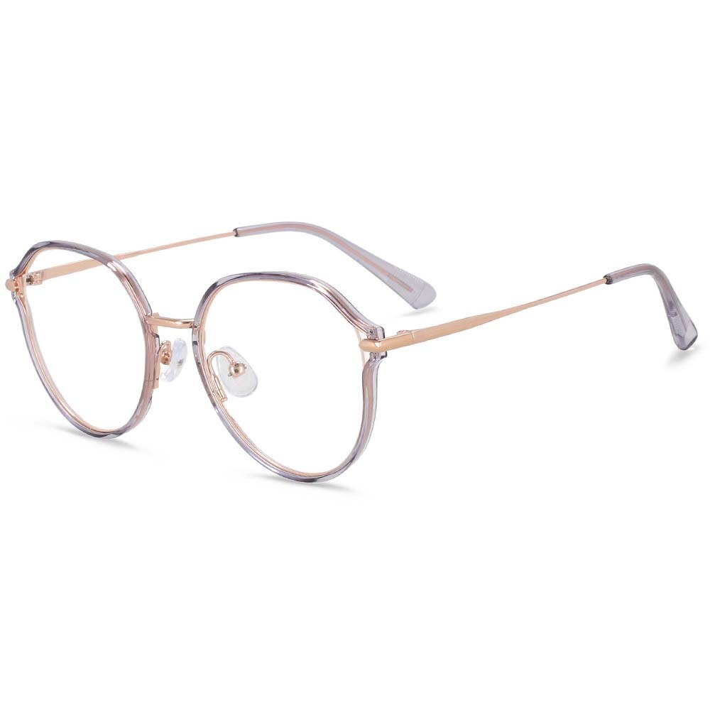 CCspace Women's Full Rim Irregular Round Alloy Eyeglasses 55336 Full Rim CCspace Grey China 