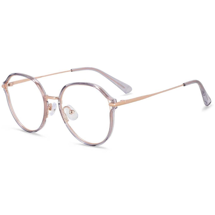 CCspace Women's Full Rim Irregular Round Alloy Eyeglasses 55336 Full Rim CCspace Grey China 