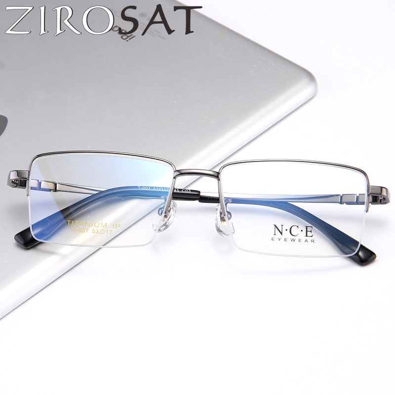 Zirosat Men's Semi Rim Square Titanium Eyeglasses T007 Semi Rim Zirosat   