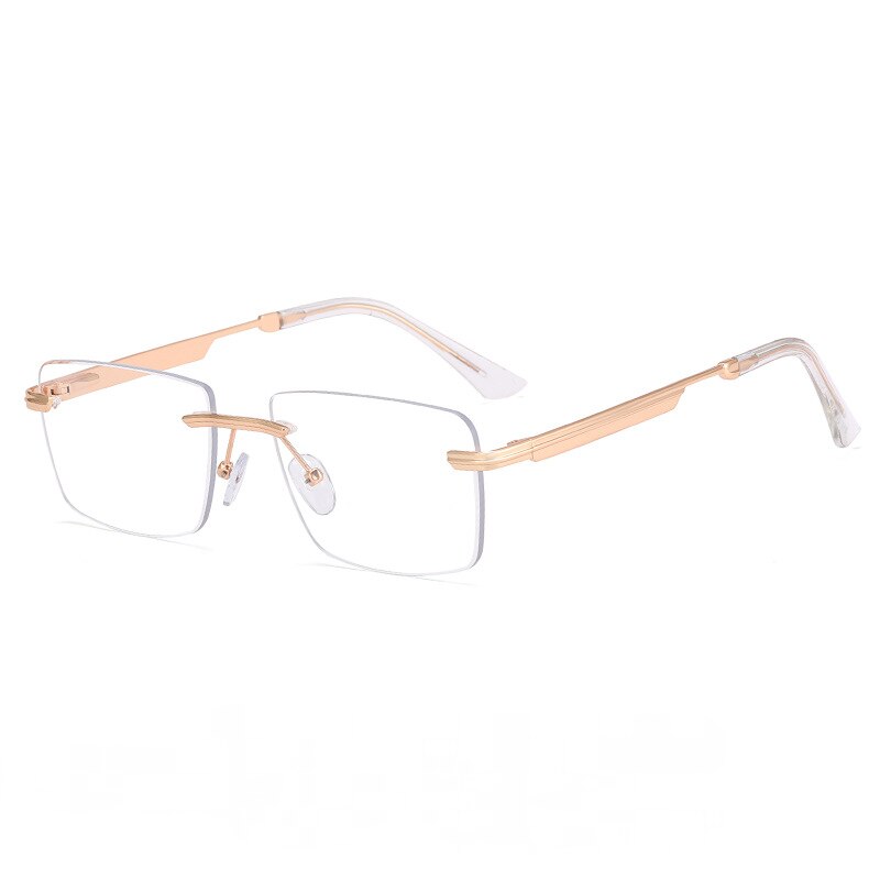 CCspace Unisex Rimless Square Alloy Eyeglasses 55384 Rimless CCspace China C2Gold 