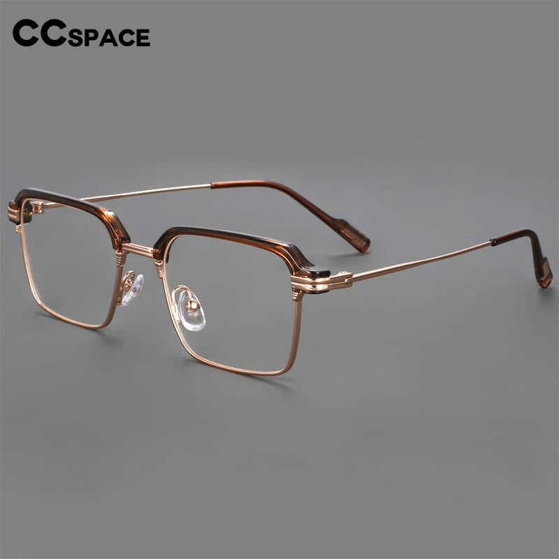 CCspace Men's Full Rim Square Brow Line Alloy Acetate Eyeglasses 55916 Full Rim CCspace   