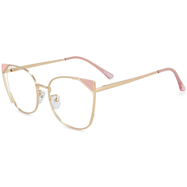 CCSpace Women's Full Rim Square Cat Eye Alloy Frame Eyeglasses 54218 Full Rim CCspace Pink  