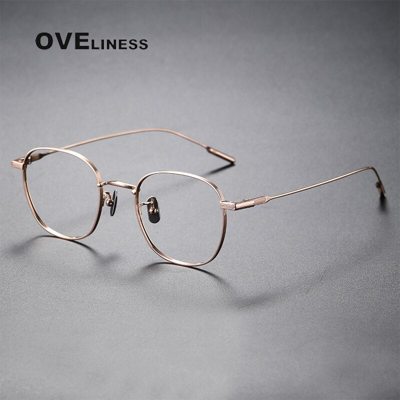 Oveliness Unisex Full Rim Round Square Titanium Eyeglasses 80802 Full Rim Oveliness rose gold  