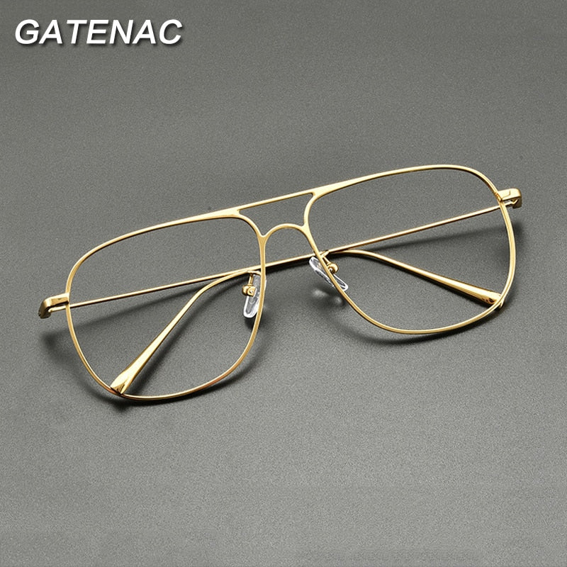 Gatenac Unisex Full Rim Square Titanium Double Bridge Eyeglasses Gxyj836 Full Rim Gatenac   