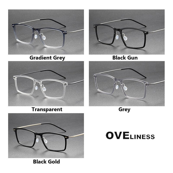Oveliness Unisex Full Rim Square Acetate Titanium Eyeglasses 6544 Full Rim Oveliness   
