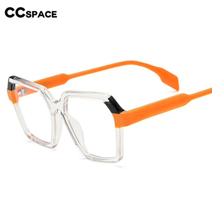 CCSpace Unisex Full Rim Polygon Square Acetate Eyeglasses 55052 Full Rim CCspace   