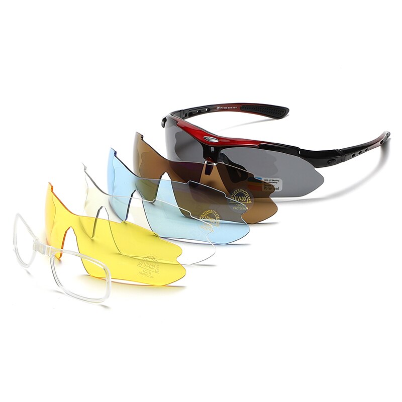 Zirosat Unisex Semi Rim Square Goggle Tr 90 Polarized 5 In 1 Sunglasses 0089 Sunglasses Zirosat red  