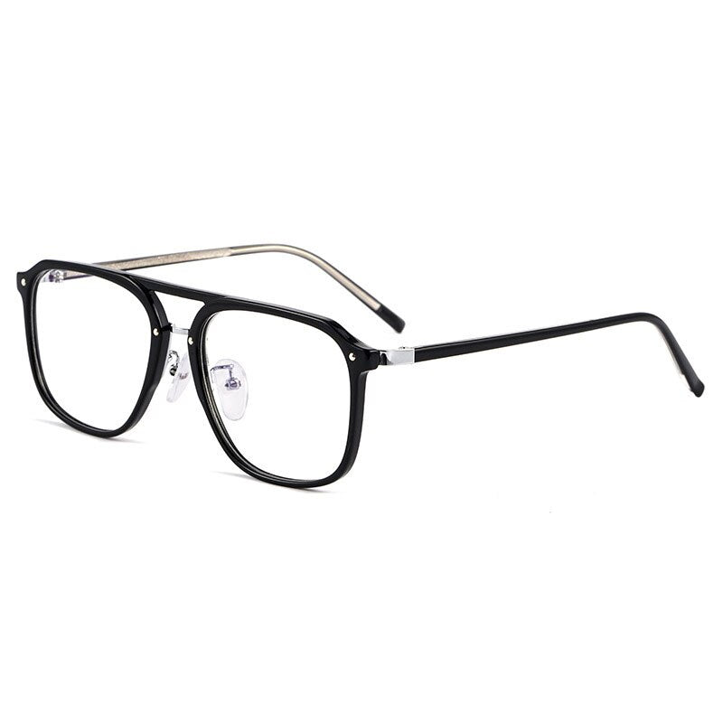 KatKani Unisex Full Rim Square Double Bridge Acetate Frame Eyeglasses Kbt98801 Full Rim KatKani Eyeglasses Black  