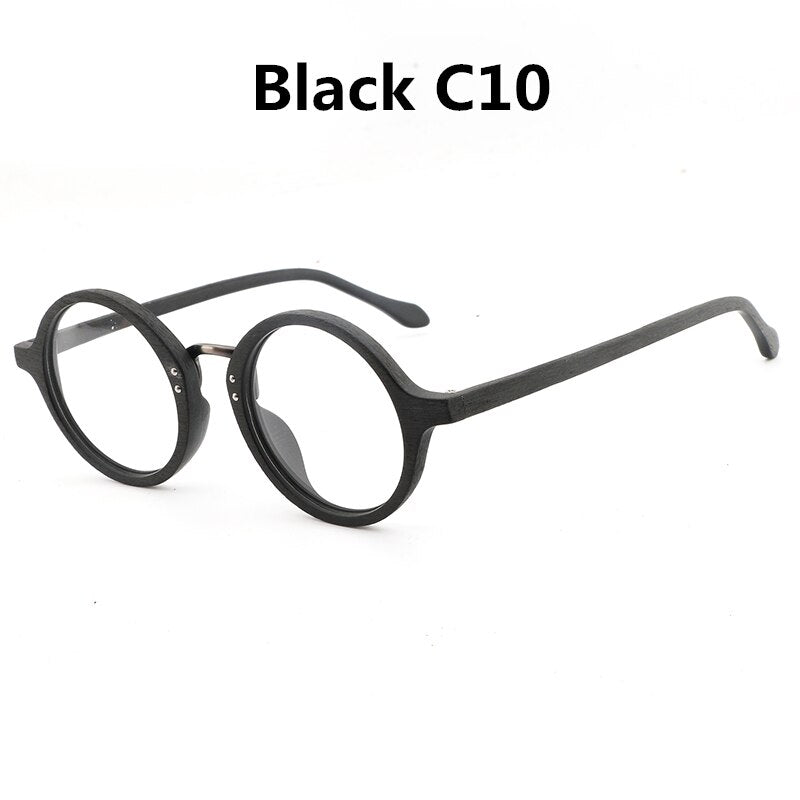 Hdcrafter Women's Full Rim Round Wood Eyeglasses Lhb028 Full Rim Hdcrafter Eyeglasses black C10  