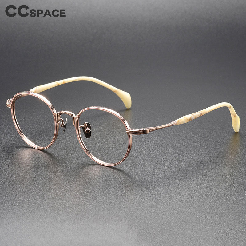 CCSpace Unisex Full Rim Round Acetate Fiber Titanium Eyeglasses 56512 Full Rim CCspace   