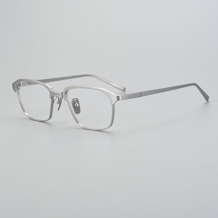 Gatenac Unisex Full Rim Square Titanium Eyeglasses Gxyj941 Full Rim Gatenac Silver  