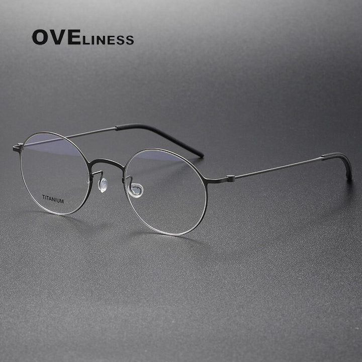 Oveliness Unisex Full Rim Round Titanium Eyeglasses 5044 Full Rim Oveliness gun  