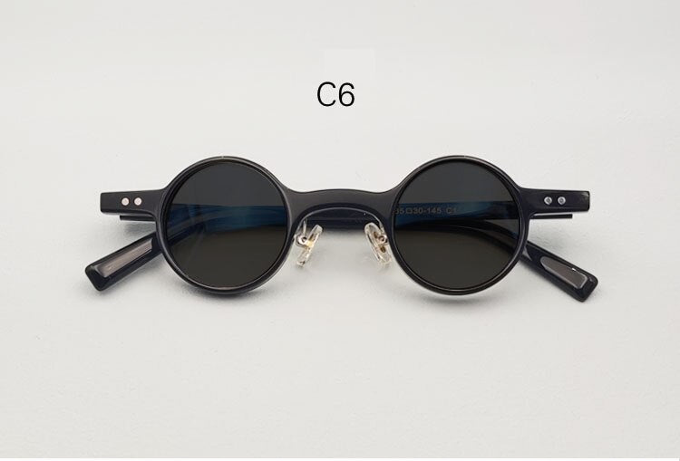 Yujo Unisex Full Rim Round Small Acetate UV400 Dark Polarized Sunglasses Sunglasses Yujo C6 China 