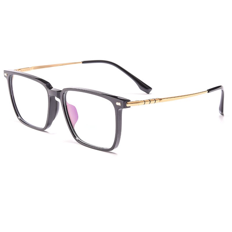 Yimaruili Men's Full Rim Square Titanium Eyeglasses BV85001 Full Rim Yimaruili Eyeglasses Black Gold  