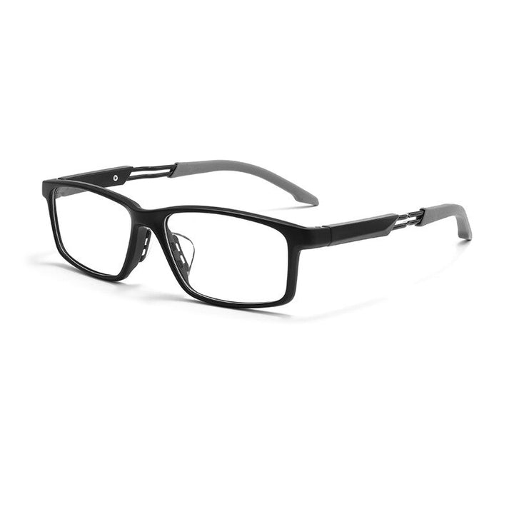 KatKani Unisex Full Rim Square Tr 90 Eyeglasses 6201g Full Rim KatKani Eyeglasses Black Gray  