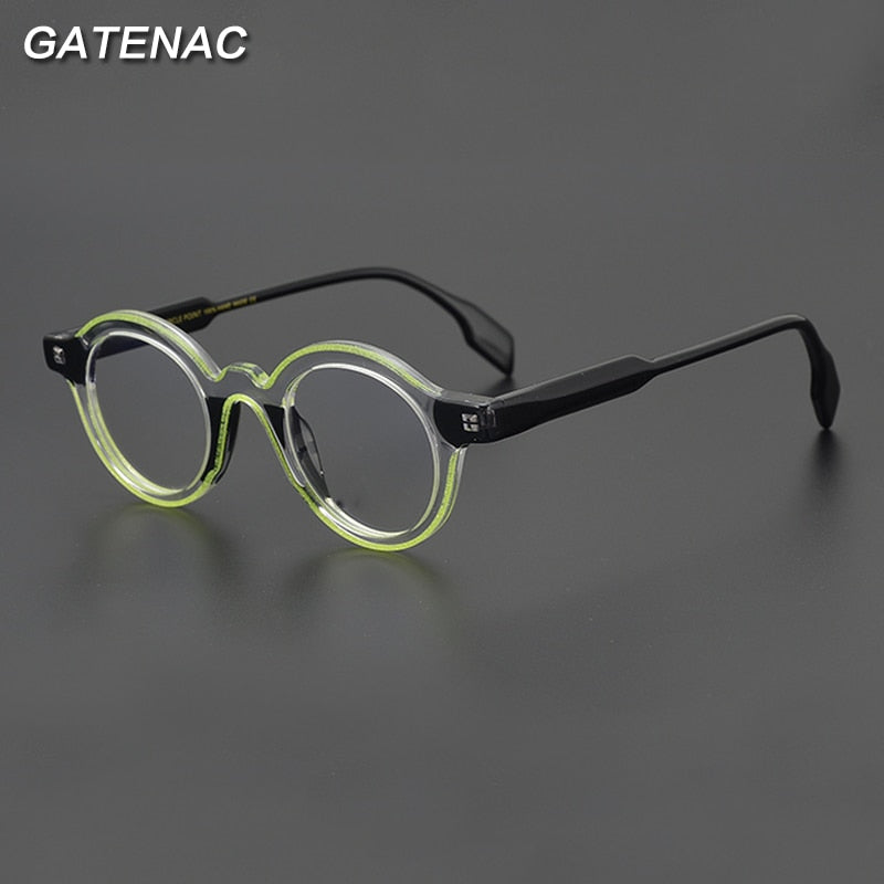 Gatenac Unisex Full Rim Round Acetate Eyeglasses Gxyj984 Full Rim Gatenac   