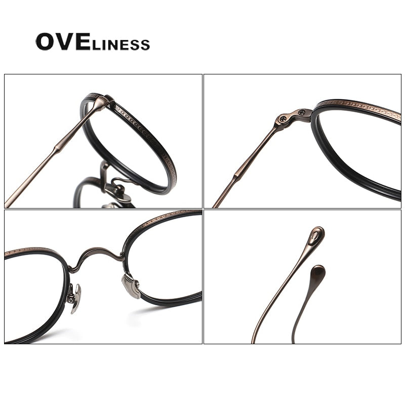 Oveliness Unisex Full Rim Round Square Titanium Eyeglasses 137 Full Rim Oveliness   