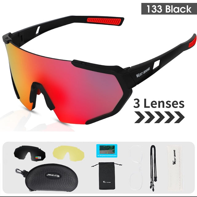 West Biking Unisex Semi Rim Tr 90 Polarized Sport Sunglasses YP0703138 Sunglasses West Biking Polarized Black 133 CN 3 Lens