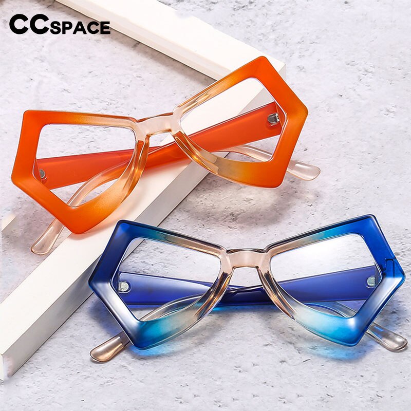 CCSpace Unisex Full Rim Polygonal Cat Eye Acetate Frame Eyeglasses 54620 Full Rim CCspace   