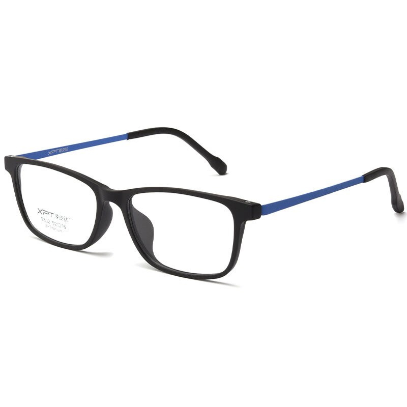 KatKani Unisex Full Rim Square Tr 90 Titanium  Reading Glasses Anti Blue Light  9832xp Reading Glasses KatKani Eyeglasses Black Blue 0.50 